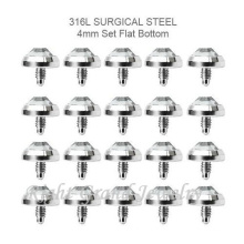 Solid 4MM Pierre CZ plate inox 316L chirurgical acier Micro Dermal corps bijoux